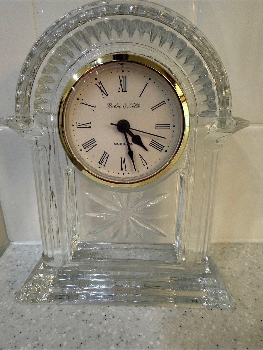 Sterling & noble Clear Glass Mantel Clock with Gold Trim - Clear